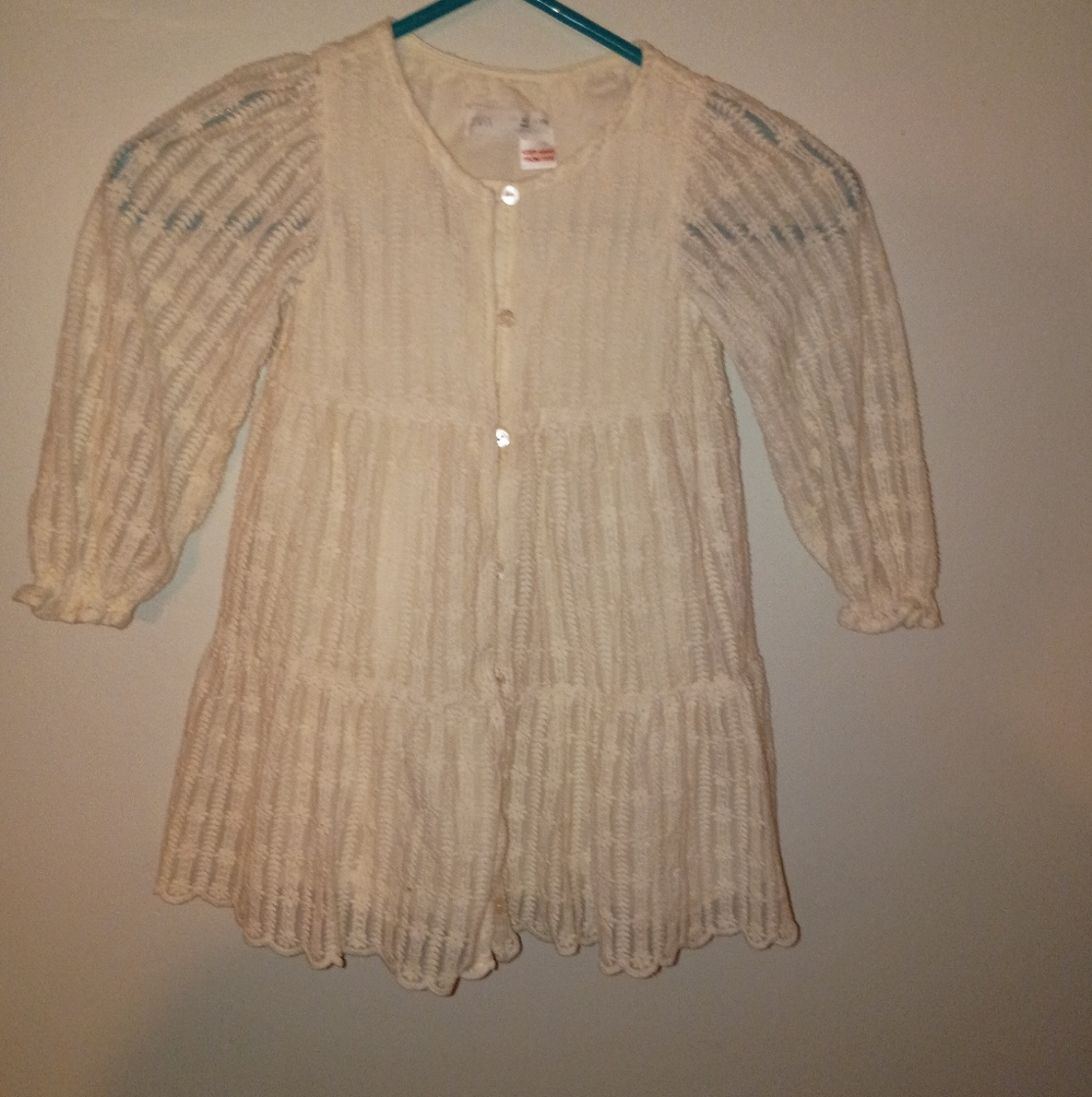 Girls' Cream Knit Zara Button-Front Dress